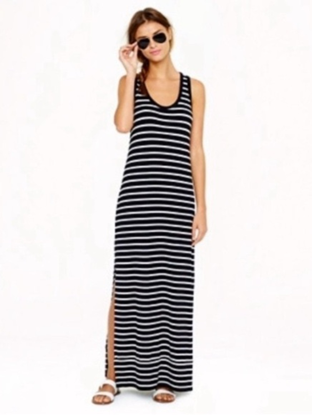 J.Crew Black and White Striped Tank Maxi Dress